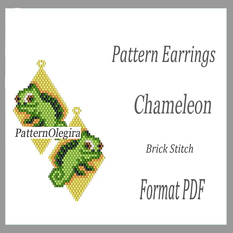 CHAMELEON Earrings beading pattern Brick stitch pattern
