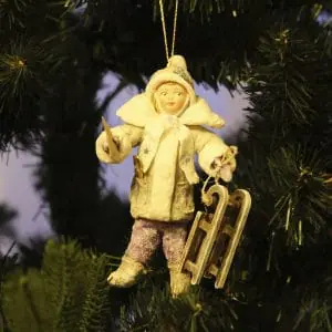 Spun cotton boy Christmas tree decoration in vintage style