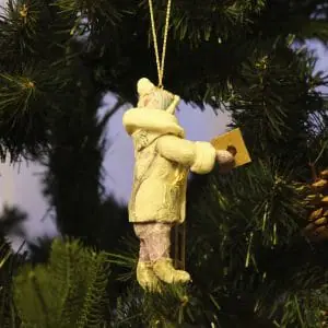 Spun cotton boy Christmas tree decoration in vintage style