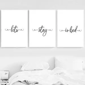 Let's Stay in Bed Sign Set of 3 Prints