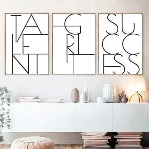 Talent Grit Success Print Set Motivational Office Decor