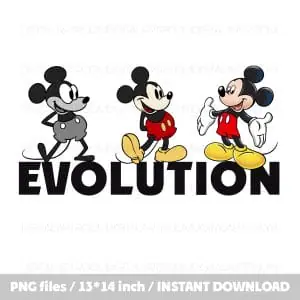 Mickey Mouse Evolution Sublimation design Png illustration