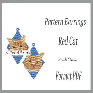 Red Cat bead earrings Red Cat bead pattern Olegirabeadpatterns