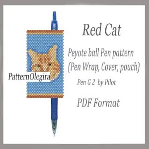 Red Cat Pen Wraps bead patterns PDF file Beading patterns Beading earrings Beading Red Cat bead patterns cover pen Olegirabeadpatterns
