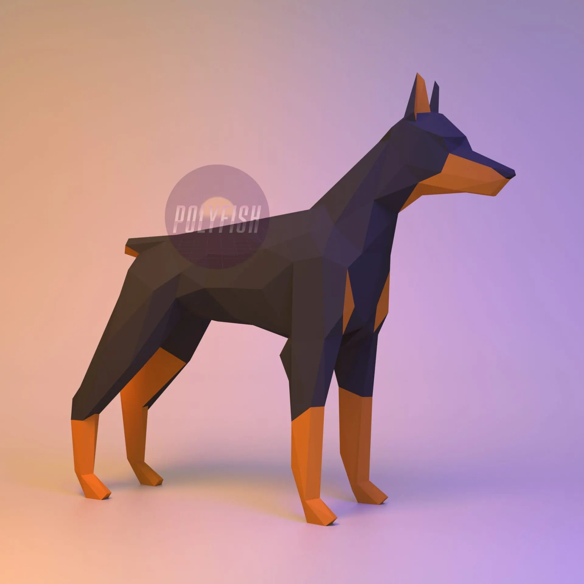 3D Doberman Dog Pinscher Three-dimensional Paper Model DIY