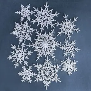 Set of crochet snowflakes