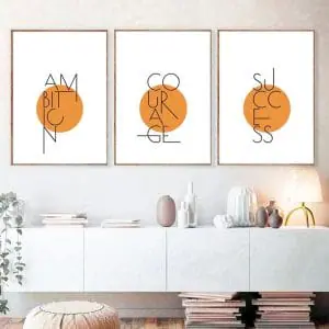Ambition Courage Success Motivational Wall Art
