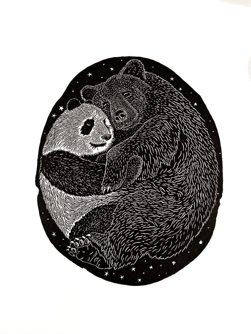 Original wood engraving print "Serenity". Limited edition Crealandia