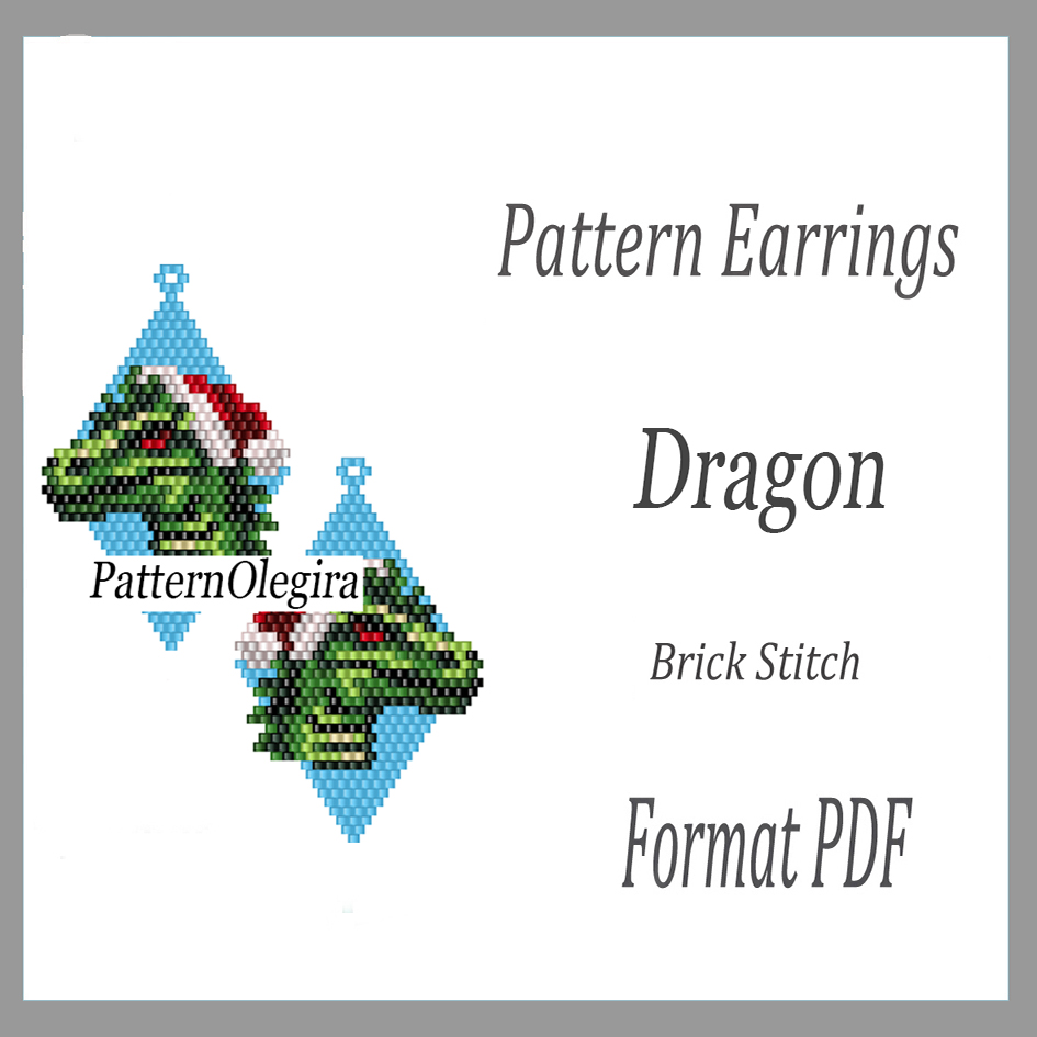 DRAGON Earrings beading pattern Brick stitch pattern