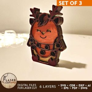 Christmas Animals Multilayer Wood Cut Decor
