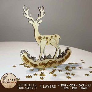 Christmas Deer, Laser Cut Engraving Decor