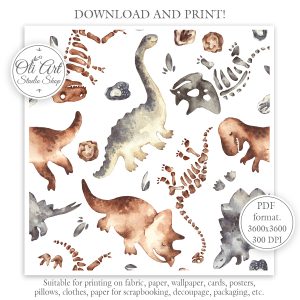 Dinosaurs. Fossils. Seamless Pattern for Graphic Design