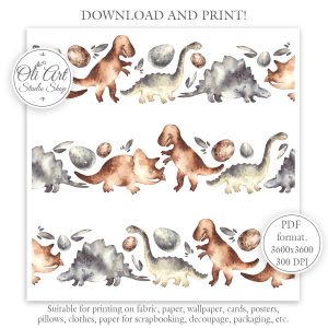 Dinosaurs. Fossils. Seamless Pattern for Graphic Design
