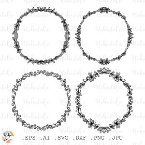 Floral Wreath Svg Clipart Png Leaf Frame Dxf