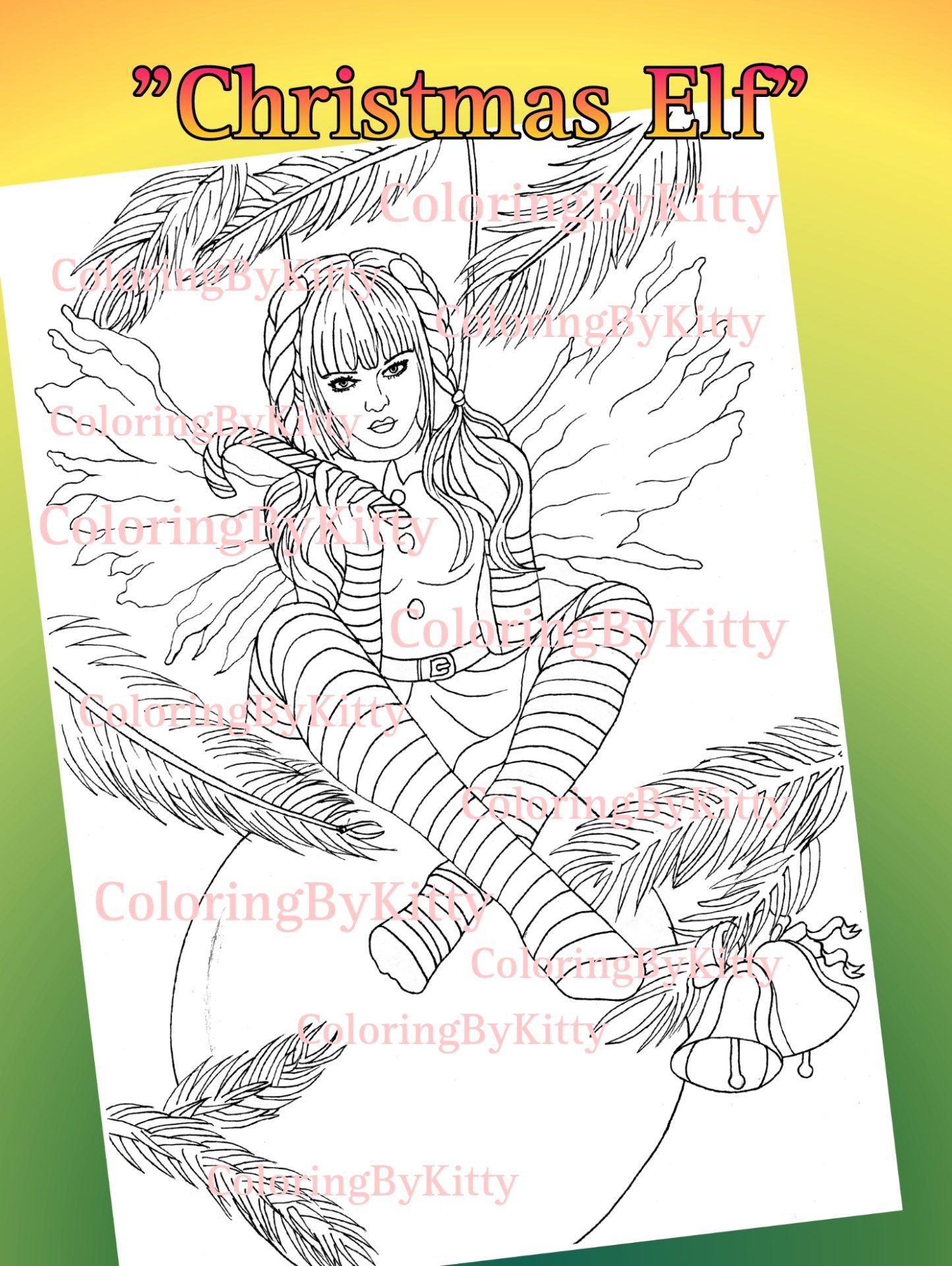 Single coloring page Christmas Elf - Crealandia