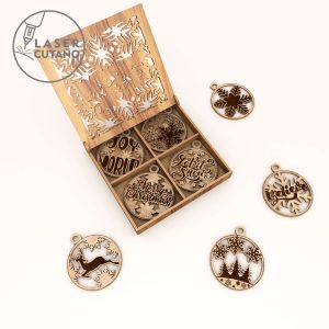 Christmas Ornaments with Boxes Bundle, Laser Cut Files