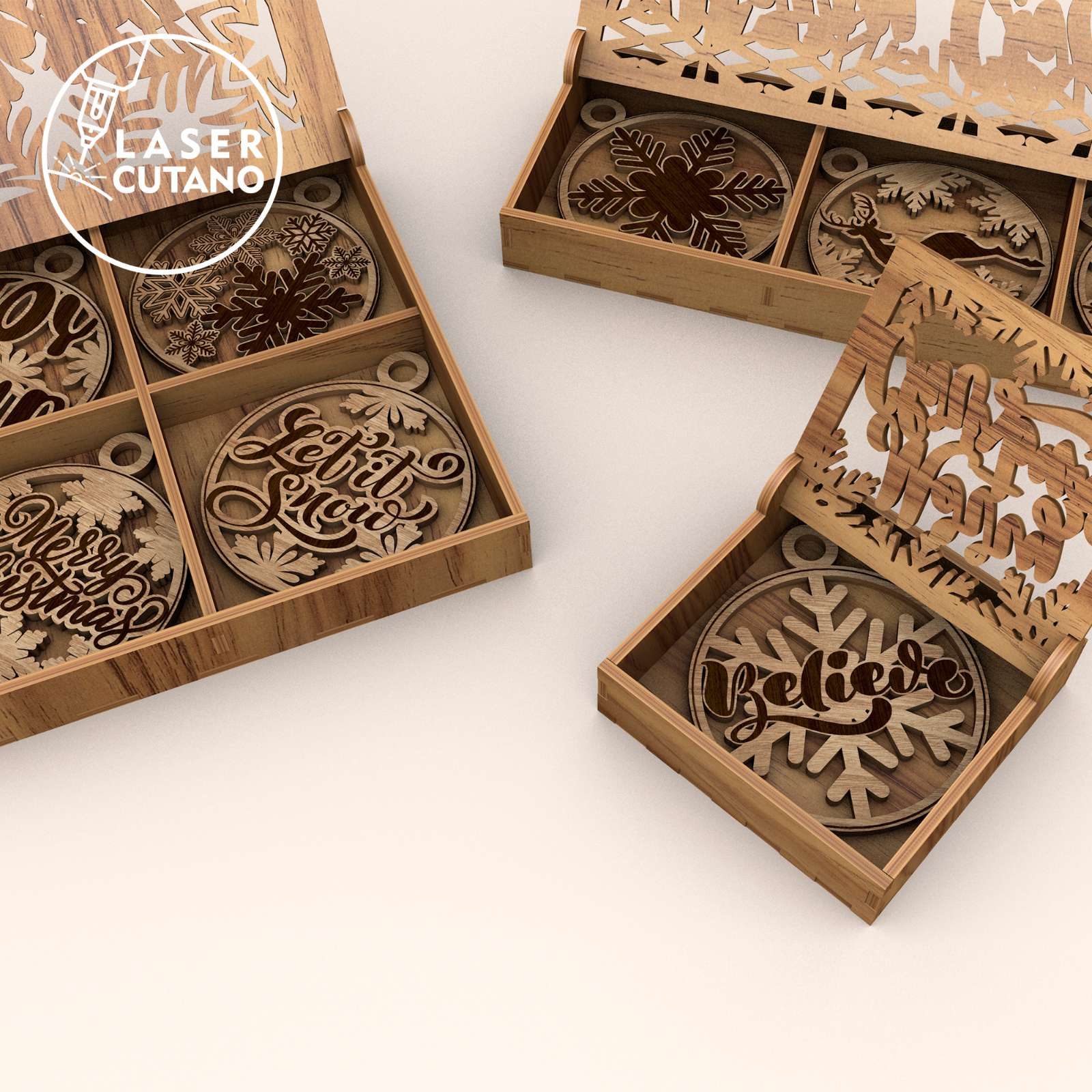 Christmas Ornaments with Boxes Bundle, Cut File, image size:1600x1600