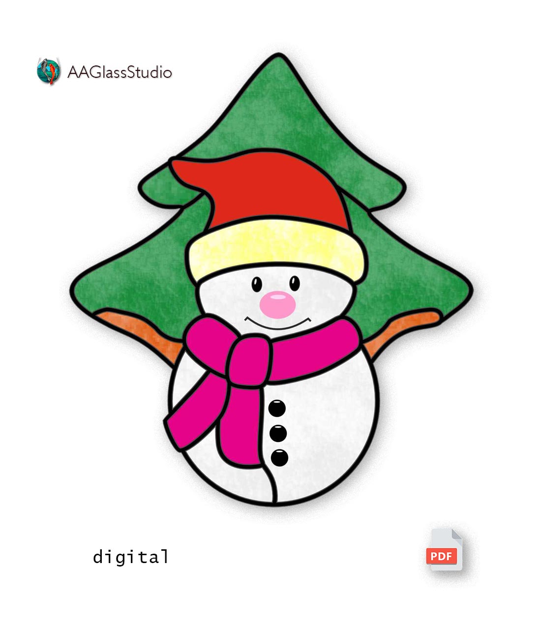 Stained Glass Snowman Pattern, Christmas Ornaments PDF