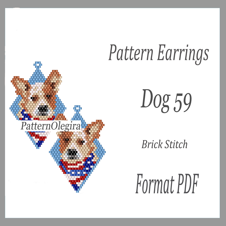 Dog 38 beading earrings Bead pattern dog Olegirabeadpatterns