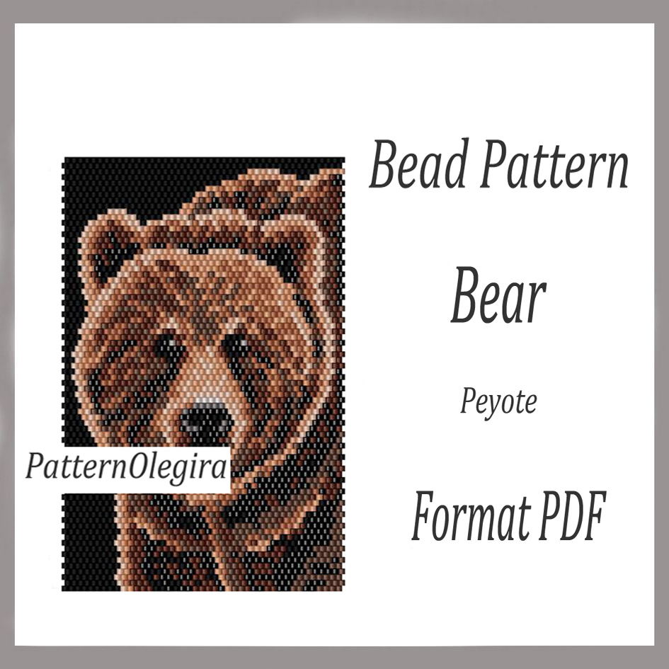 BEAR bead pattern PDF file Beaded Bear peyote Tapestry bead pattern Bear Olegirabeadpatterns
