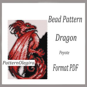 DRAGON bead pattern PDF file Beaded Bear peyote Tapestry bead pattern Dragon Olegirabeadpatterns