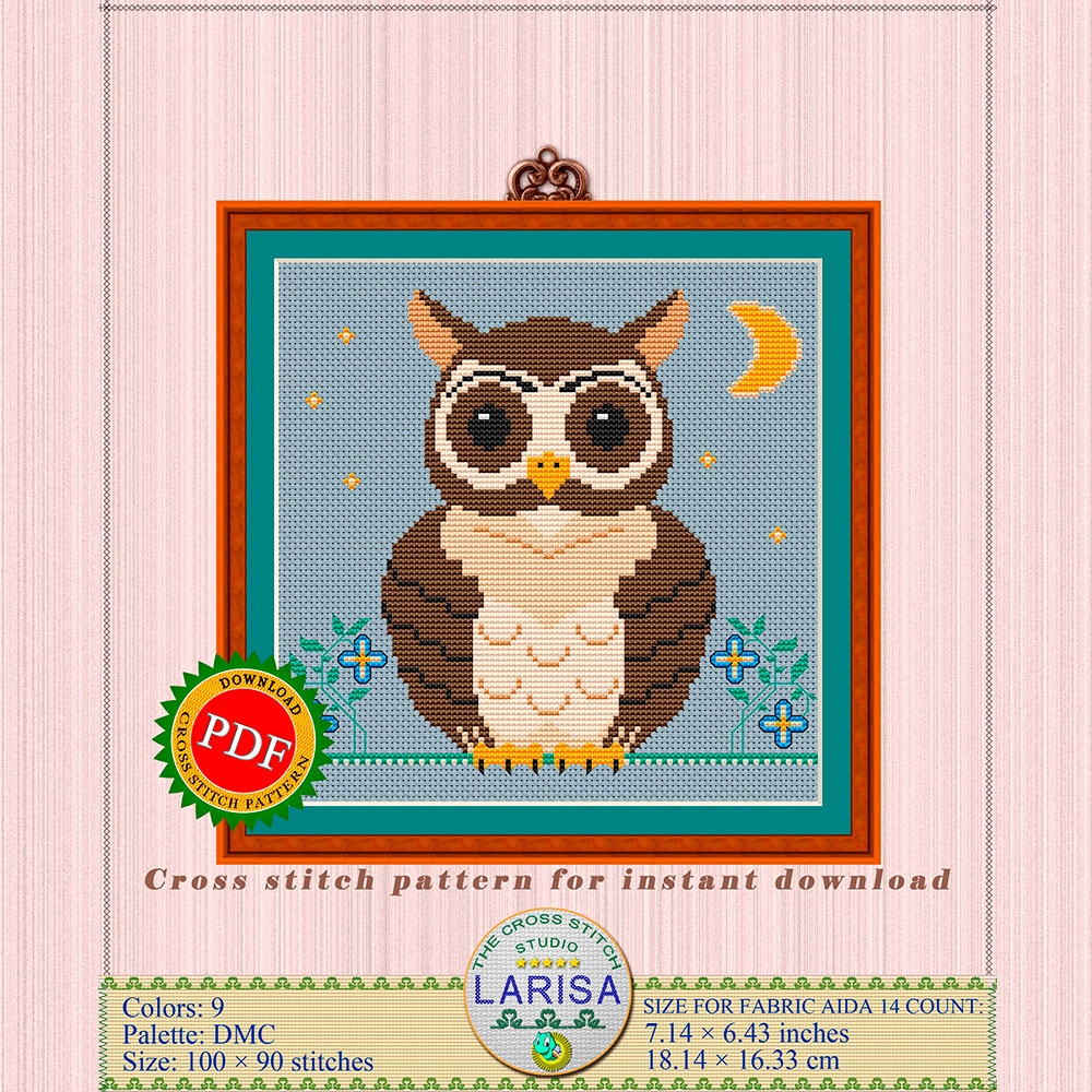 Owl Cross Stitch Pattern | Enchanting Owl Design 2 Owl Cross Stitch Pattern | Enchanting Owl Design - Image 2