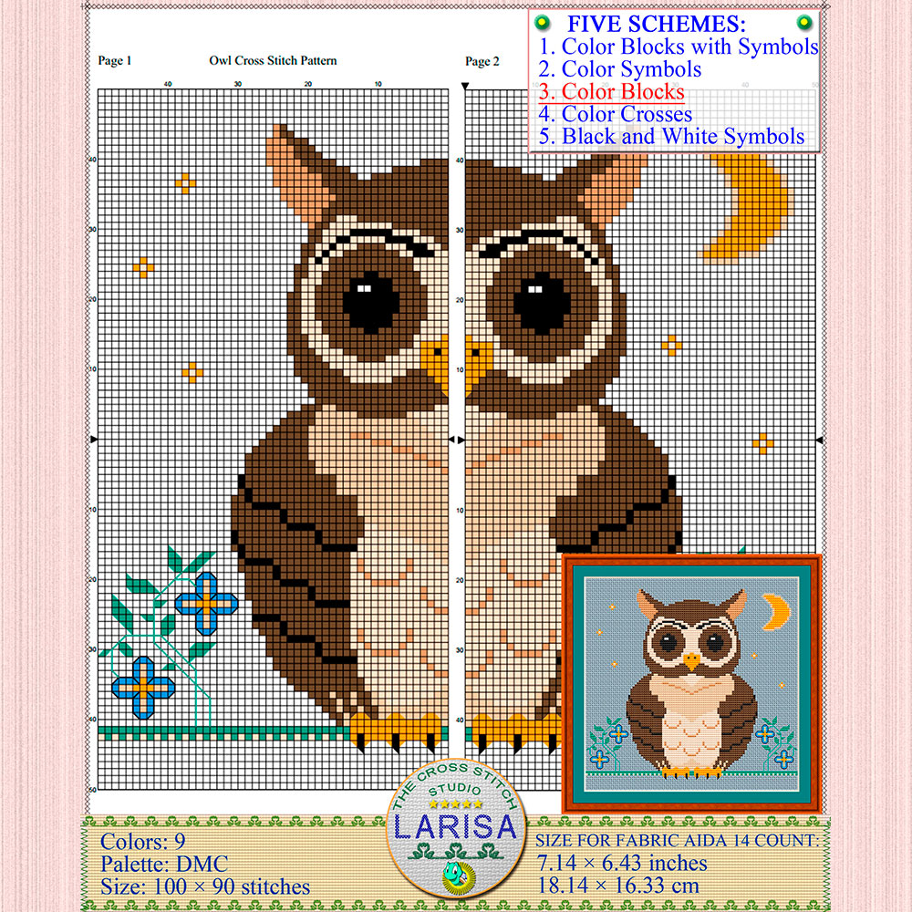 Owl Cross Stitch Pattern | Enchanting Owl Design 8 Owl Cross Stitch Pattern