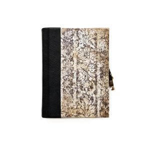 Handmade thick notebook with lock and leather spine, aged sheets, Blank Old Journal MAKE TO ORDER