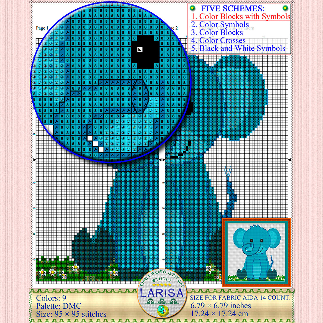 Elephant Cross Stitch Pattern | Sweet Baby Elephant Design 5 Elephant Cross Stitch Pattern