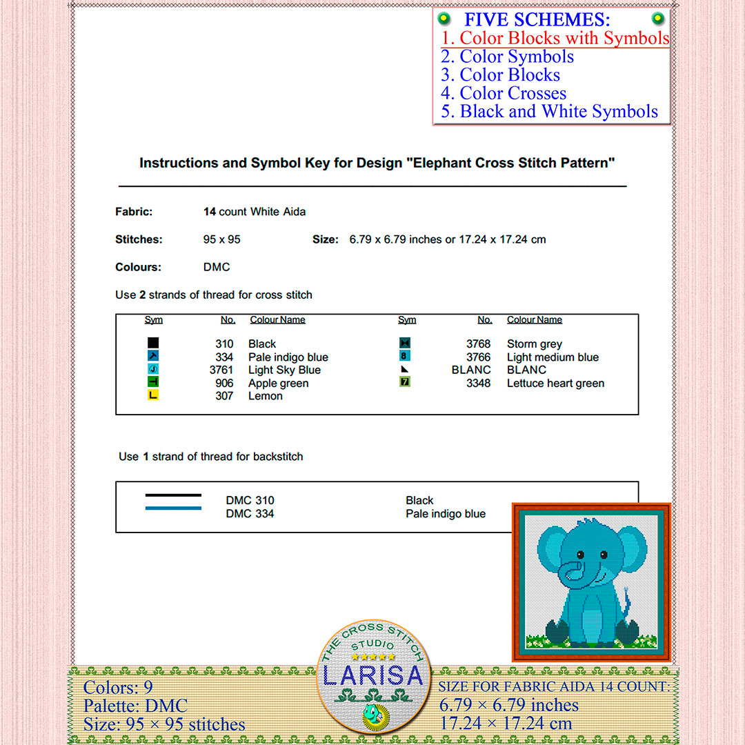 Elephant Cross Stitch Pattern | Sweet Baby Elephant Design 6 Elephant Cross Stitch Pattern