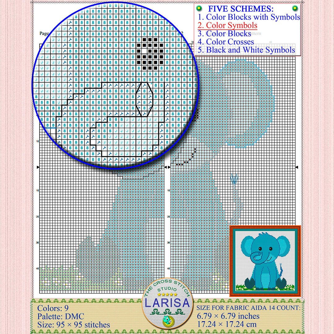 Elephant Cross Stitch Pattern | Sweet Baby Elephant Design 7 Elephant Cross Stitch Pattern | Sweet Baby Elephant Design - Image 7