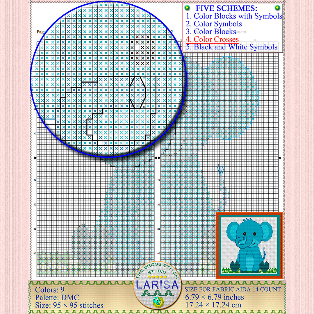 Elephant Cross Stitch Pattern | Sweet Baby Elephant Design 9 Elephant Cross Stitch Pattern
