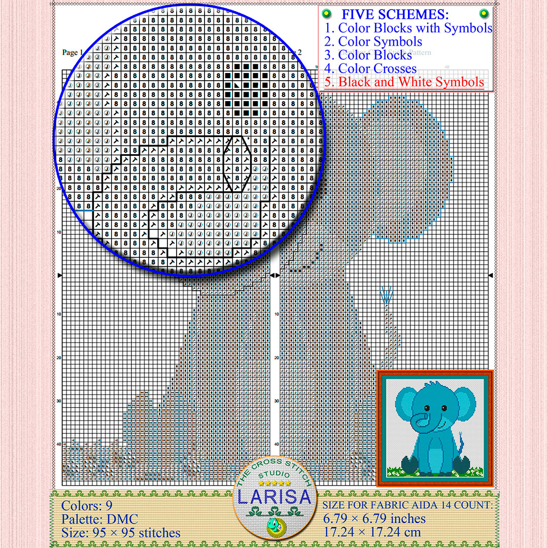 Elephant Cross Stitch Pattern | Sweet Baby Elephant Design 10 Elephant Cross Stitch Pattern
