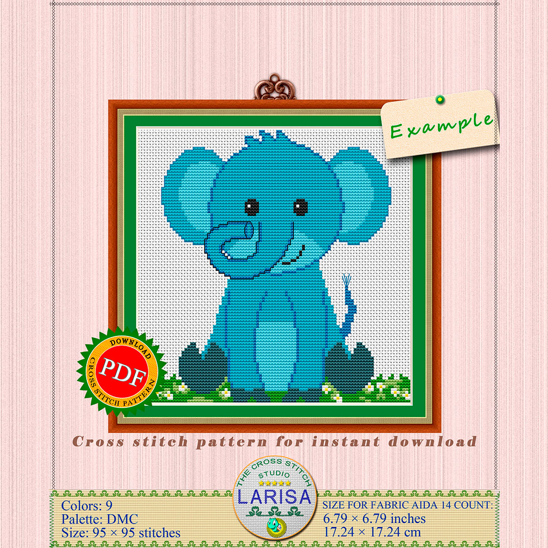 Elephant Cross Stitch Pattern | Sweet Baby Elephant Design 11 Elephant Cross Stitch Pattern