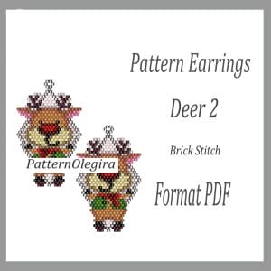 Deer 2 Bead Earrings pattern Christmas earrings pattern Olegirabeadpatterns