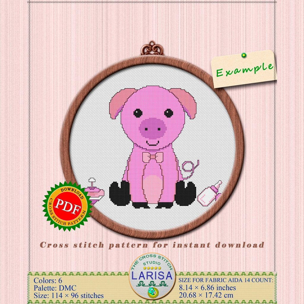 Pig Cross Stitch Pattern | Piggy's Picture Chart - Crealandia