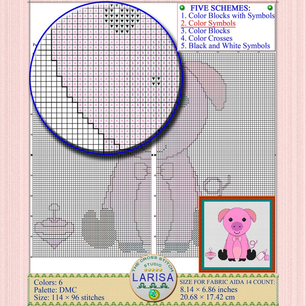 Pig Cross Stitch Pattern | Piggy's Picture Chart - Crealandia