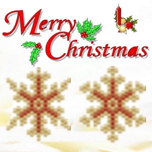 Handmade Marketplace 709 Christmas snowflakes set Peyote stitch pattern