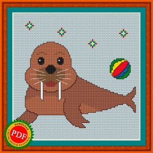 Mercado feito à mão 750 Walrus Cross Stitch Pattern