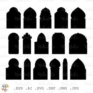 Window Svg Door Arch Cricut Arabian Frame Png Stencil Templates Dxf
