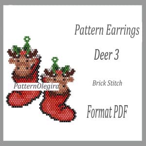 Mercado artesanal 749 Deer 3 Bead Earrings pattern Christmas earrings pattern Olegirabeadpatterns