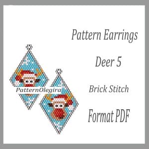 Mercado artesanal 748 Deer 5 Bead Earrings pattern Christmas earrings pattern Olegirabeadpatterns