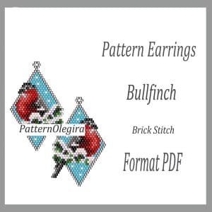 Bullfinch bead earrings pattern Christmas bead earrings pattern Olegirabeadpatterns
