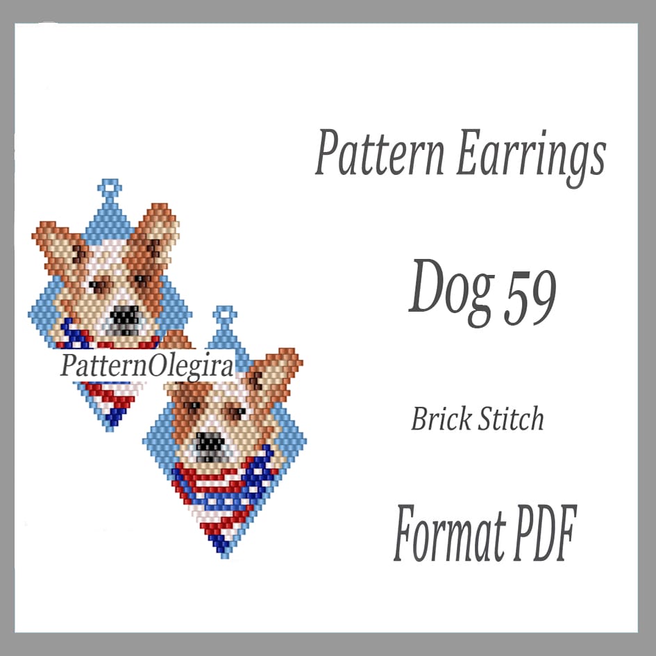DOG 59 Earrings beading pattern Brick stitch pattern