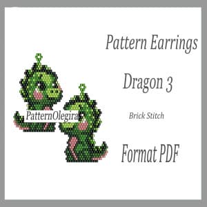 Dragon 3 bead earrings pattern Christmas bead pattern Olegirabeadpatterns