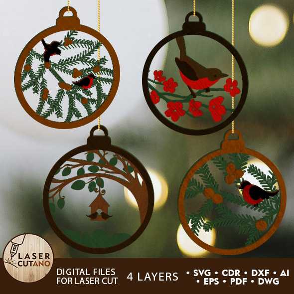 Christmas Birds Bundle, Decorative Ornaments 1 Christmas Birds Bundle, Decorative Ornaments