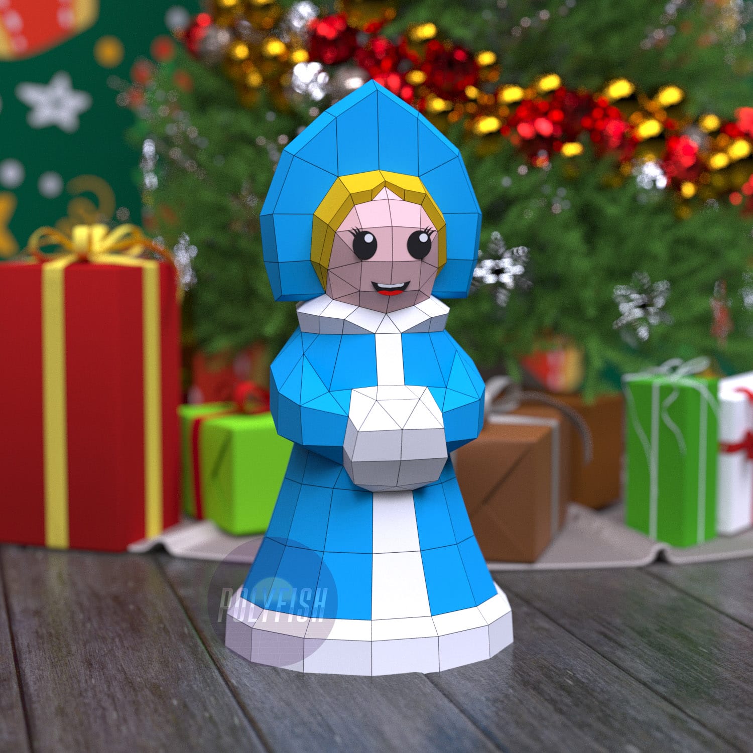 DIY Snow Maiden (Snegurochka) template Papercraft PDF