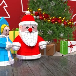 DIY Santa Claus (Ded Moroz) and Snow Maiden (Snegurochka) template Papercraft PDF