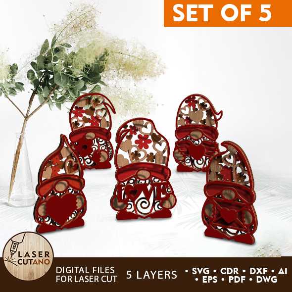 Valentine’s Day Decorative Gnomes, Multilayer Template