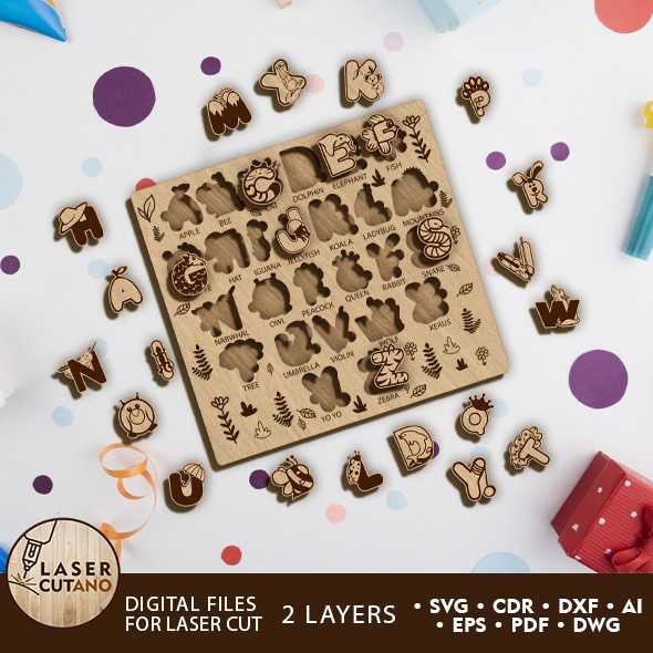 ALPHABET PUZZLE for Kids, Multilayer Template